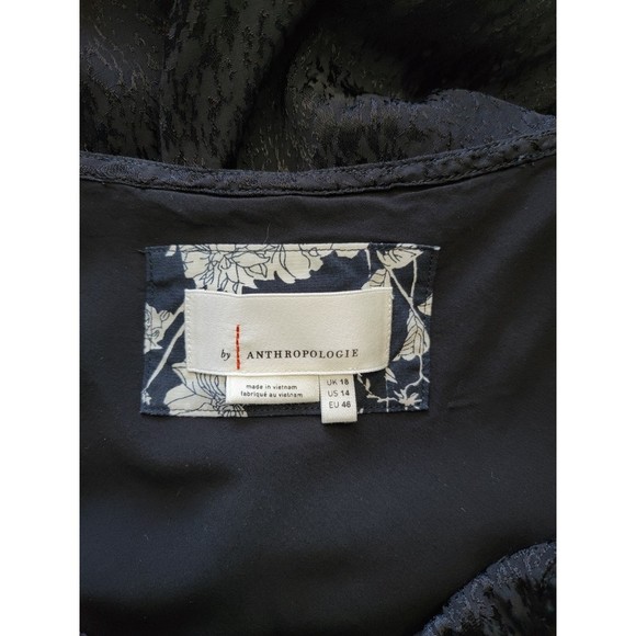 BY Anthropologie Jacquard Bias Cut Slip Dress Black Size 14 - Picture 10 of 10